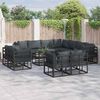vidaXL Garten-Sofa-Set mit Kissen 11 pcs Schwarz Aluminium