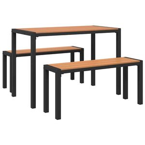 vidaXL Garten Essgruppe mit Kissen 3 pcs Braun Stahl