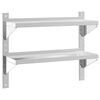 vidaXL Wandregal mit 2 B&ouml;den 75x23,5x60 cm Silbern Edelstahl