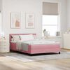 vidaXL LED Boxspringbett mit Matratze mit LED Rosa 160 x 200 cm Samt