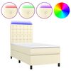 vidaXL Boxspringbett mit Matratze & LED Creme 90x190 cm Kunstleder