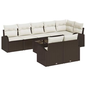 vidaXL Gartensofa-set mit Kissen 9 pcs Braun und Wei&szlig; Poly-Rattan