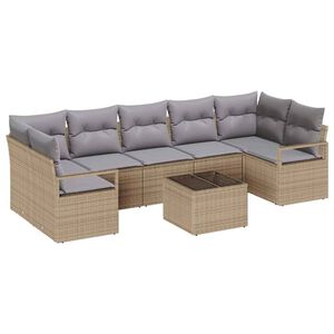 vidaXL Sofa Set 8 Stk. 7-Sitzanzahl Beige und Grau Poly Rattan