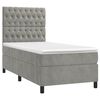 vidaXL Boxspringbett mit Matratze & LED Hellgrau 90x200 cm Samt