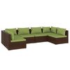 vidaXL 6-tlg. Garten-Lounge-Set mit Kissen Poly Rattan Braun