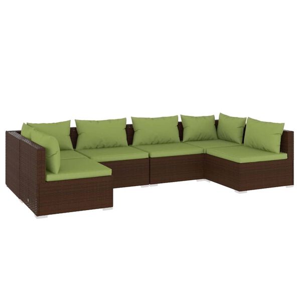vidaXL 6-tlg. Garten-Lounge-Set mit Kissen Poly Rattan Braun