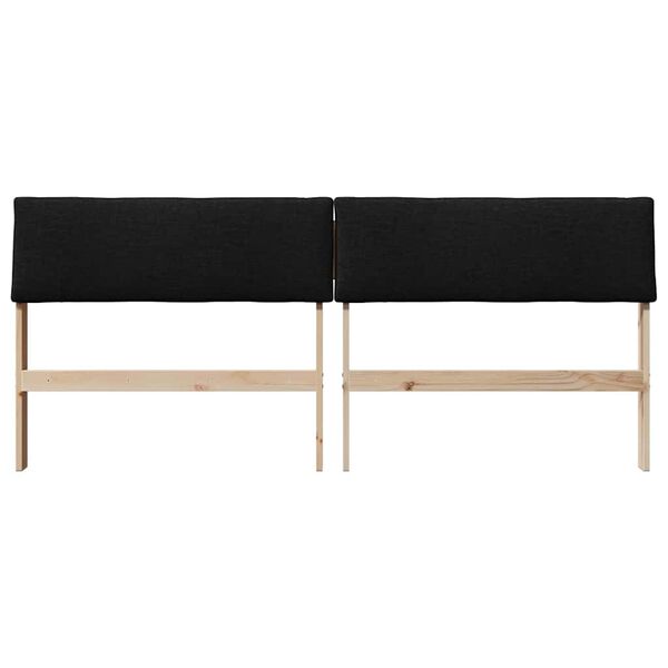 vidaXL Gepolstertes Kopfteil Schwarz 200 cm Massives Kiefernholz