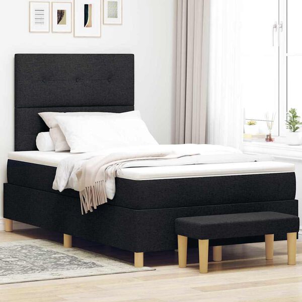 vidaXL Boxspringbett mit Matratze Schwarz 120 x 200 cm Stoff