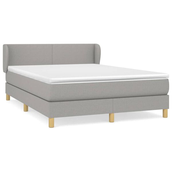 vidaXL Boxspringbett mit Matratze Hellgrau 140x190 cm Stoff