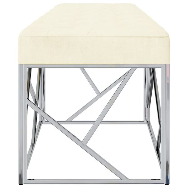 vidaXL Sitzbank 97 cm Creme Samt und Edelstahl