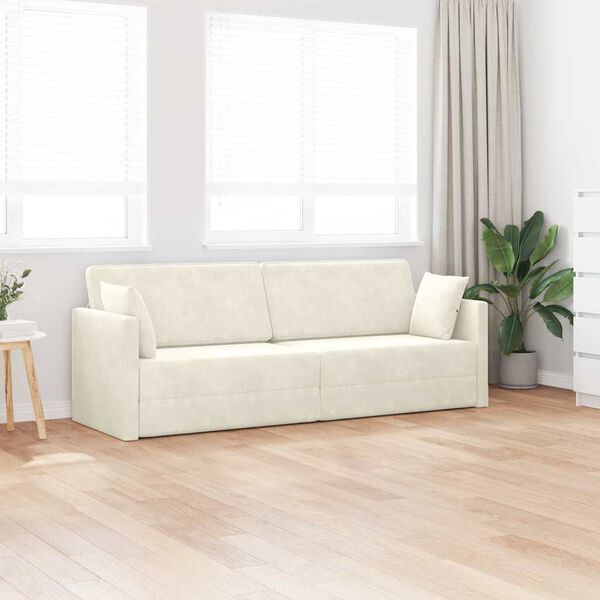 vidaXL Boden-Sofa-Bett 200cm Creme Samt