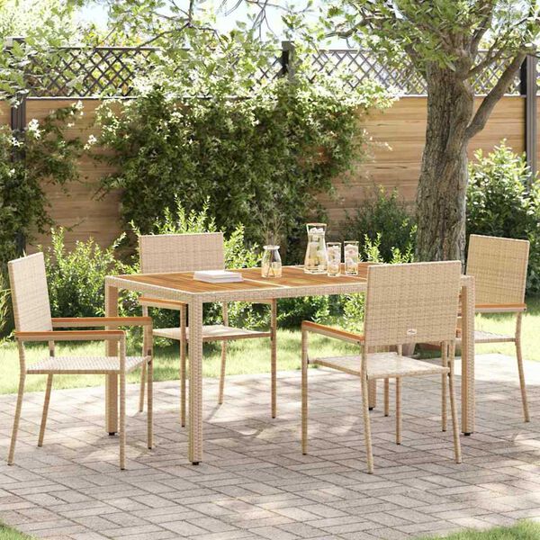 vidaXL Garten Stapelstühle 4 pcs Creme und Braun