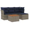 vidaXL 5-teiliges Gartensofa-Set mit Kissen, grau, Polyrattan