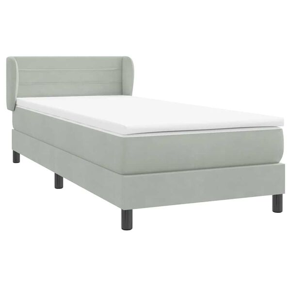 vidaXL Boxspringbett mit Matratze Hellgrau 80x210 cm Samt