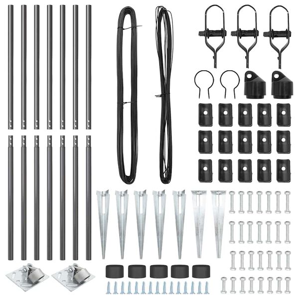 vidaXL Zaunpfosten 7 pcs Grau Stahl