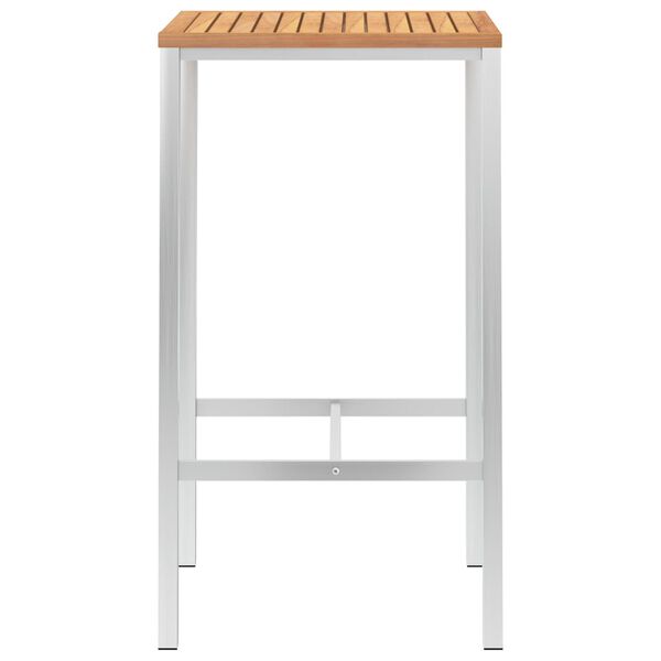 vidaXL Bartisch 60x60x105 cm Massivholz Teak und Edelstahl
