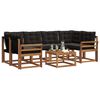 vidaXL Outdoor-Sofagarnitur mit Kissen 7 pcs Nat&uuml;rlich und Schwarz