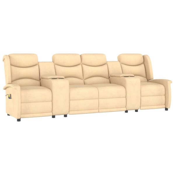 vidaXL 4-Sitzer Massagesessel mit Getränkehalter Creme