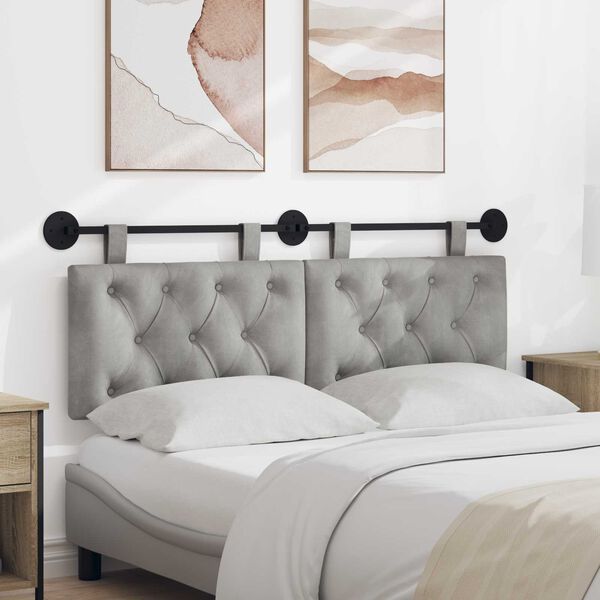 vidaXL H&auml;ngevorderseite Wandmontiert Hellgrau 150 x 55 x 7 cm Samt