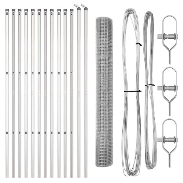 vidaXL Zaunpfosten Silber 25 x 1,4 m (12 x 12 mm Netz) Stahl