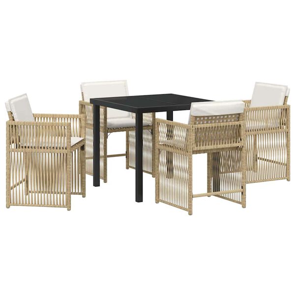 vidaXL Garten Essgruppe 5 pcs Beige Poly-Rattan