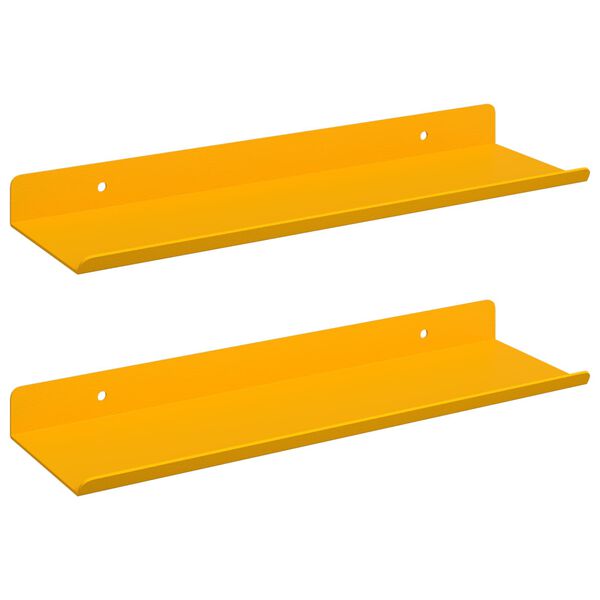 vidaXL Schwebendes Regal 2 pcs Senfgelb 30 x 9 x 2,5 cm Stahl