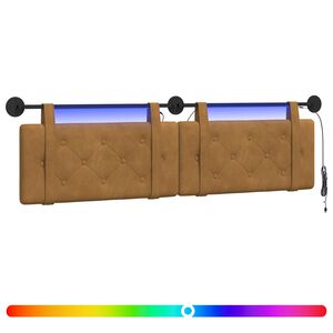 vidaXL H&auml;ngendes Kopfteil Mit LED Licht Braun Samt
