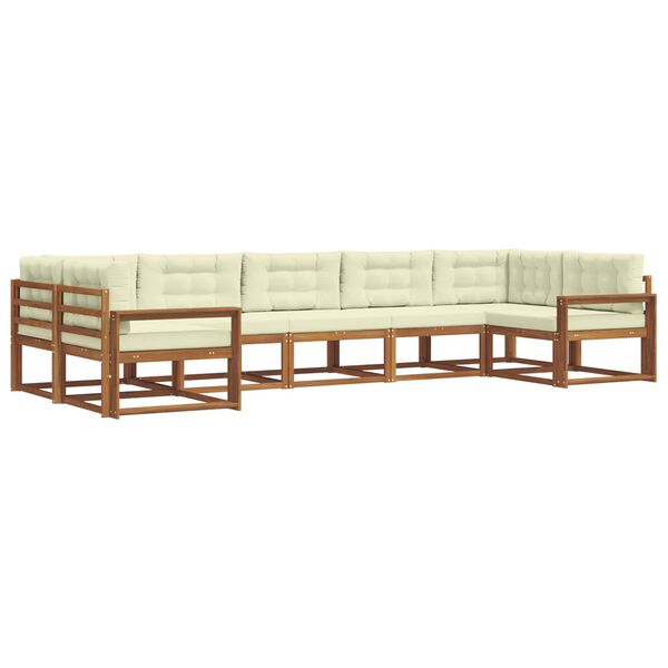 vidaXL Outdoor-Sofagarnitur mit Kissen 7 pcs Natur und Creme