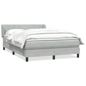 vidaXL Boxspringbett mit Matratze Hellgrau 140x210 cm Samt