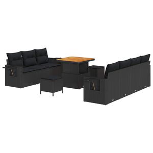vidaXL Garten-Sofa-Set 10 pcs Schwarz Poly-Rattan