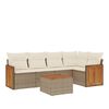 vidaXL 6-tlg. Garten-Sofagarnitur mit Kissen Beige Poly Rattan