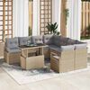 vidaXL Gartensofa-set mit Kissen mit Speicher 9 pcs Beige Poly Rattan