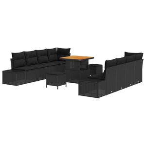 vidaXL Gartensofa-set Schwarz Poly Rattan