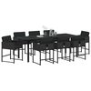 vidaXL Garten Essgruppe mit Kissen 9 pcs Schwarz Poly-Rattan