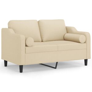 vidaXL 2-Sitzer-Sofa mit Zierkissen Creme 120 cm Stoff