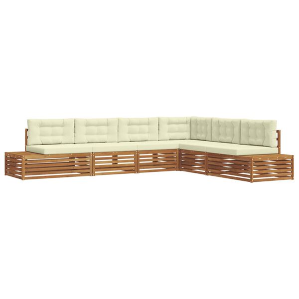 vidaXL Outdoor-Sofagarnitur mit Kissen 6 St&uuml;ck Natur und Creme