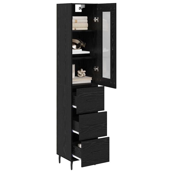 vidaXL Highboard Schwarz Eichen-Optik 34,5 x 34 x 180 cm Holzwerkstoff