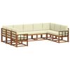 vidaXL Outdoor-Sofagarnitur mit Kissen 9 pcs Natur und Creme
