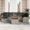 vidaXL Garten-Sofa-Set mit Kissen 8 pcs Hellgrau Poly Rattan