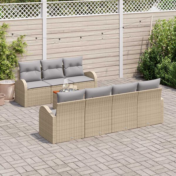 vidaXL Garten-Sofa-Set 8 pcs Beige und Hellgrau