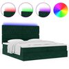 vidaXL Ottoman-Bett mit Matratzen & LEDs Dunkelgr&uuml;n 200x200 cm Samt
