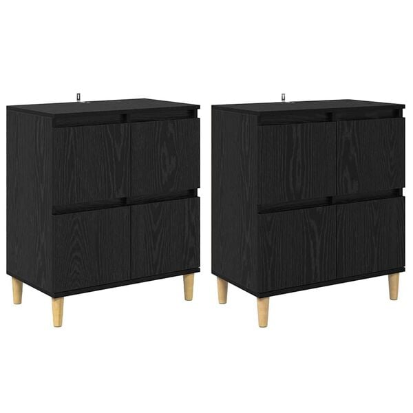 vidaXL Sideboards 2 pcs Schwarz Eichen-Optik 60 x 35 x 70 cm