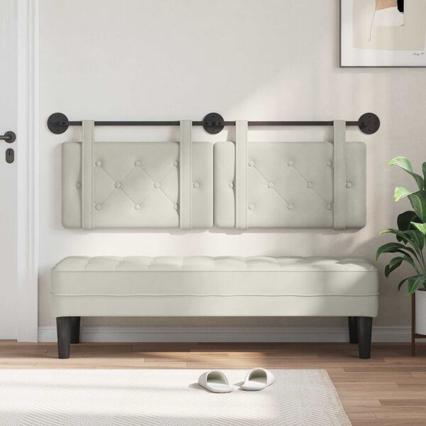 vidaXL H&auml;ngevorderseite Wandmontiert Creme 150 x 55 x 5 cm Samt