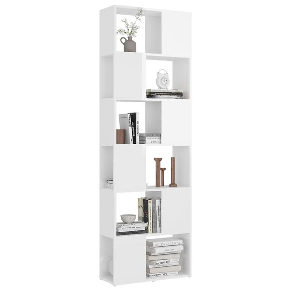 vidaXL B&uuml;cherregal Raumteiler Hochglanz-Wei&szlig; 60x24x186 cm
