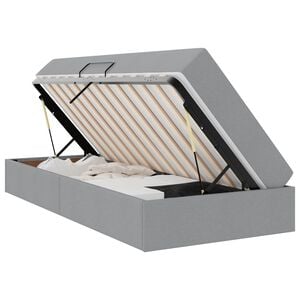 vidaXL Aufbewahrungsbett mit Matratze Hellgrau 90 x 200 cm Polyester