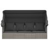 vidaXL Outdoor-Loungebett mit Dach und Kissen Grau Poly Rattan