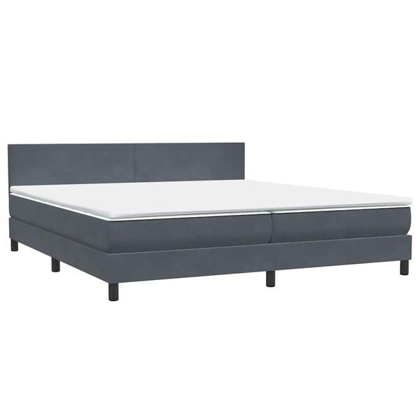 vidaXL Boxspringbett mit Matratze Dunkelgrau 180x210 cm Samt