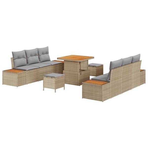 vidaXL Gartensofa-set 9 pcs Beige Poly-Rattan