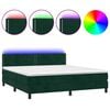 vidaXL Boxspringbett mit Matratze & LED Dunkelgr&uuml;n 180x200 cm Samt