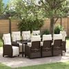vidaXL Garten Essgruppe mit Kissen 9 pcs Braun Poly-Rattan